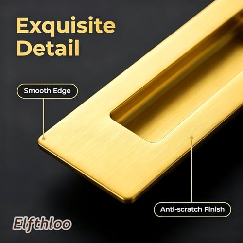 6 in Pocket Door Pulls& Edge Pull Set Brushed Gold