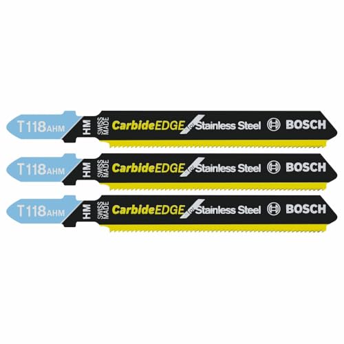 Bosch T118AHM3 3 pc. 3-1/4 in. 24 TPI Carbide Edge for Stainless Steel T-Shank Jig Saw Blades
