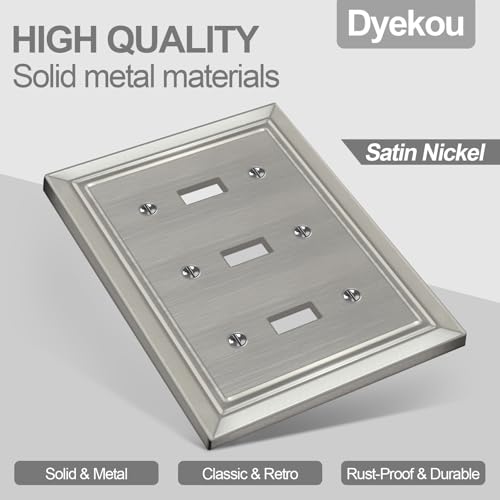 Metal Wall Plate for Electrical Outlets, Applicable to Triple Toggle - size: Triple Toggle
