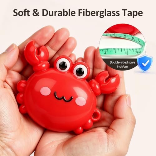 Cute Red Crab Fashion Measuring Tape 79", Sewing Gifts w/Keychain - color: A3-Red Crab