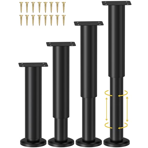 Wlrrcwdttc 4 Pcs Adjustable Height Bed Support Legs for Bed Frame/Bed Center Slat, Metal Adjustable Furniture Legs 7.08-12.2 inch for Bed/Sofa/Cabinet/Couch/Dresser/Table,Heavy Bed Replacement Legs - size: 7.08-12.2 inch (4pcs)
