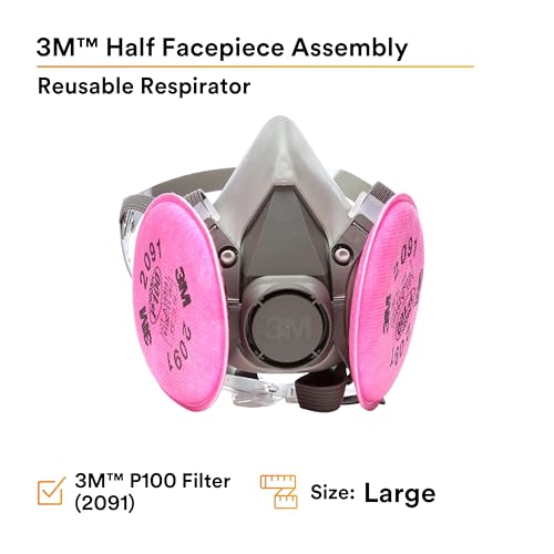 3M Half Facepiece Reusable Respirator Assembly Kit 6391, Large, 1 Kit