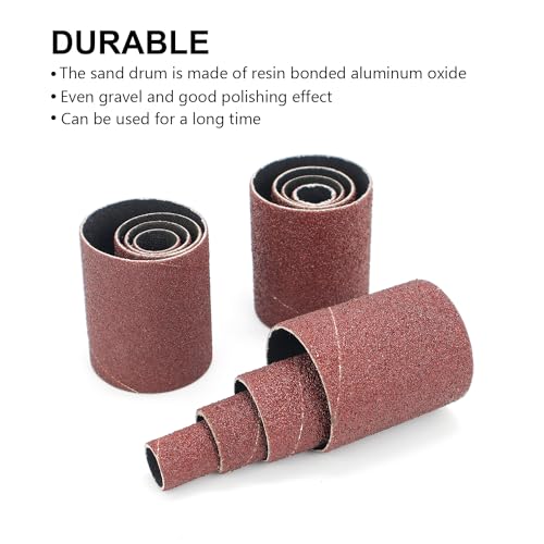 2”Long Sanding Drums and Sleeves Set with 1/4”Shank for Drill or Drill Press, Sanding Drum Kit for Sanding Smoothing Shaping Polishing Fiberglass Wood Metals, 60,80,120 Grit-16pack - size: Length: 2'' (sanding drums & sleeves)