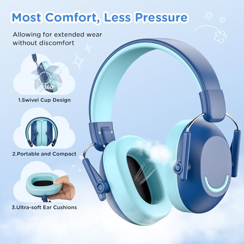 Link Dream Kids Ear Protection Ear Muffs SNR 30dB for Concert Shows Events - color: Blue, size: 2 Pack