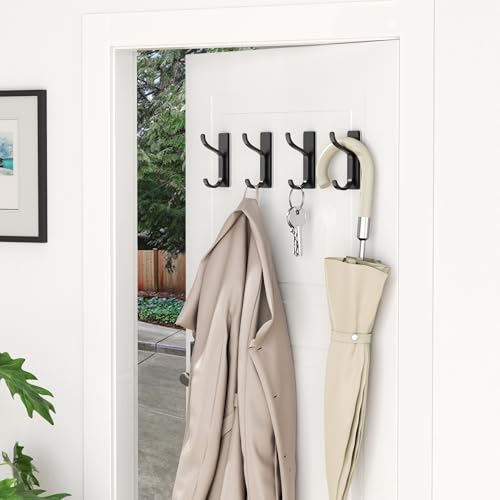 Adhesive Wall Hooks for Towel/Coat,13Lb Strong Stick-On Hooks,Black 10 Pack - color: Black, size: 10 Pack