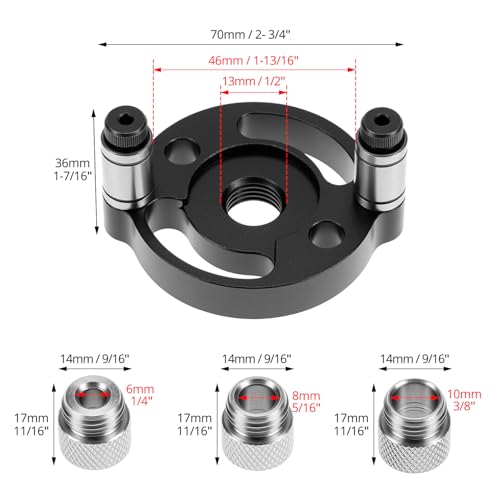 QWORK Self-Centering Doweling Jig, Straight Hole Guide for Precise Woodworking, with 6mm, 8mm, 10mm Bushings, Hole Puncher Locator