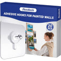 Wall Hangers Without Nails, 20 Packs Self Adhesive Hooks,Hevy Duty No Nail Picture Hanging Hooks,13 LB Load Max - style: 20 Packs Wall Hangers Without Nails
