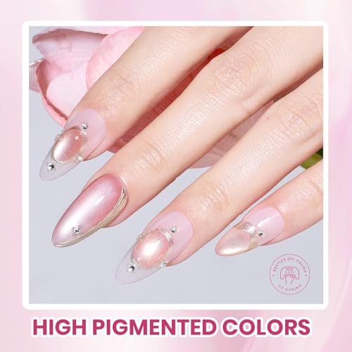Beetles Cat Eye Gel Nail Polish Set, 36 Colors Jelly Shimmer Nail Gel | with Base Coat, Glossy$Matte Top Coats, Plus Nude Blush Pink White Lavender Shades for Uv Led Manicures - color: 20 colors Glowy Grace