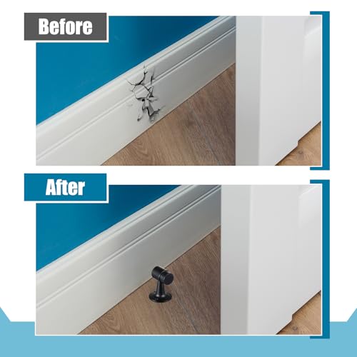 Yaocom 2 Pack Heavy Duty Floor Mounted Door Stop 3 in Aluminum Commercial Grade Door Stopper with Rubber Bumper & Stainless Steel Screws (Black) - color: Black