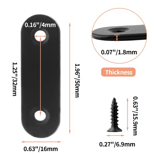 Jiozermi 24 Pcs Straight Brace, 2" x 0.6", Stainless Steel, Black - size: Black, 2” x 0.6”, 24 pcs