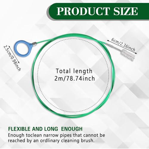 Auto Sunroof Drain Cleaning Tool, Car Wash Brush, 78 Inch Long Flexible Drain Brush Pipe Cleaners for Car, Auto Sunroof Pipe Cleaning Slim Drain Dredging Tool for Drains Sewers Windshields (2M) - color: 2m