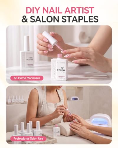 Makartt Pink Gel Nail Polish Set 15ML : 6 Sheer & Shimmer Colors - color: Petal Glow