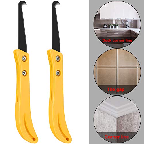 20 Pcs Hook Knife with 2 Pcs Handle Grout Removal Tool