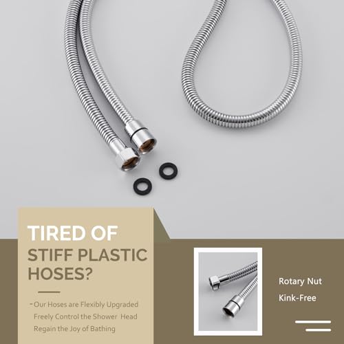 Angle Simple Flexible Handheld Shower Head Hose 59 Inches, 1/2" IPS, Chrome - color: Chrome, size: 59 Inch