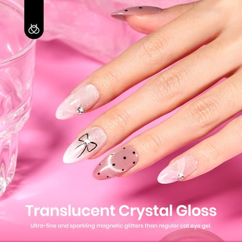 Beetles Nude Cat Eye Gel Nail Polish Set, 6 Colors Nude Gel Polish Kit - color: A - Glass Cat Eye | Nude Reflection