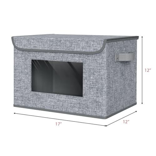 Univivi Fabric Storage Bins with Lids for Clothes 4 Pack, Grey Linen - color: Linen Grey