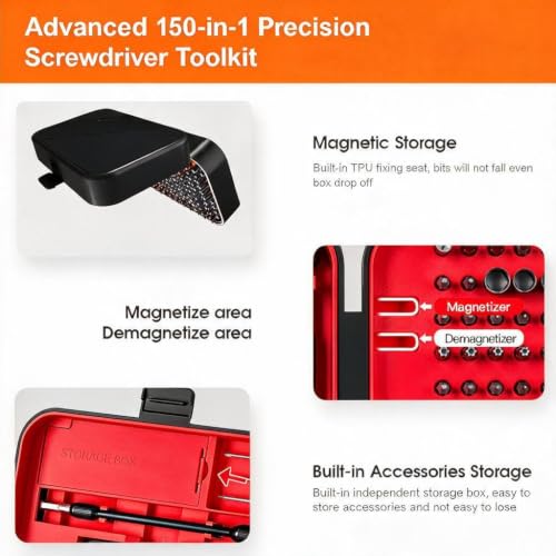Precision Screwdriver Set, 150 in 1 Mini Screwdriver Set Tool, Red - color: Red, size: 150