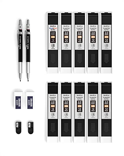 Nicpro 2mm Metal Mechanical Pencil Set with Case, 2PCS - size: 2 Pack