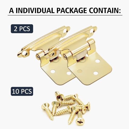 50 Pack (25 Pairs) 1/2 Inch Overlay Gold Kitchen Cabinet Hinges - color: Brass Gold, size: 50 Pack (25 Pairs)