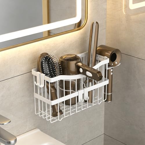 Dailyart 3-in-1 Hair Tool Organizer for Hair Dryer, Bathroom, White