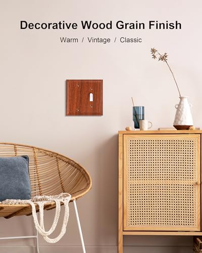 2-Pack Natural Bamboo Fiber Combo Blank/Toggle Light Switch Cover Plate - color: Wood Grain, size: 1 Blank/1 Toggle 2PK