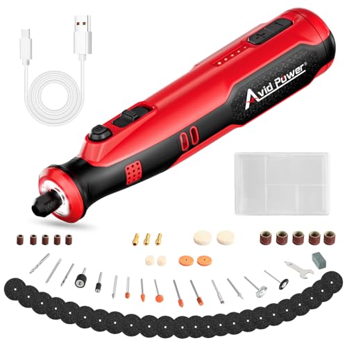 AVID POWER 8V Cordless Rotary Tool 5 Speeds Dog Nail Grinder 4 LED Lights - color: Light Red