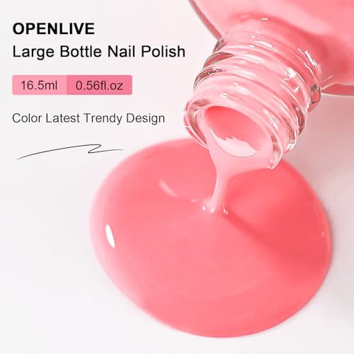 OpenLive 16.5ml Pink Nail Polish Large Volume Quick Drying Nail Polish, Fast Drying and Long Lasting Color Nail Art DIY Home Manicure Gift for Women - color: Pink