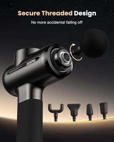 RENPHO Active Evo Massage Gun, Gifts for Men Women Deep Tissue Back Handheld Massage with 8-12mm Amplitude Heavy-Duty, FSA Approved Percussion Professional Muscle Massager Gun for Athtetes HSA - color: Midnight Black