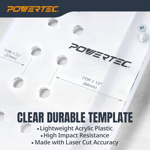 POWERTEC Shelf Pin Jig with 1/4" Self Pin Bit, Self Centering Drill Bit for 3/8' Holes, Woodworking Tool for Installing Shelf Pegs & Making Shelves & Cabinets (71653) - size: Jig with 1/4" Self Pin Bit