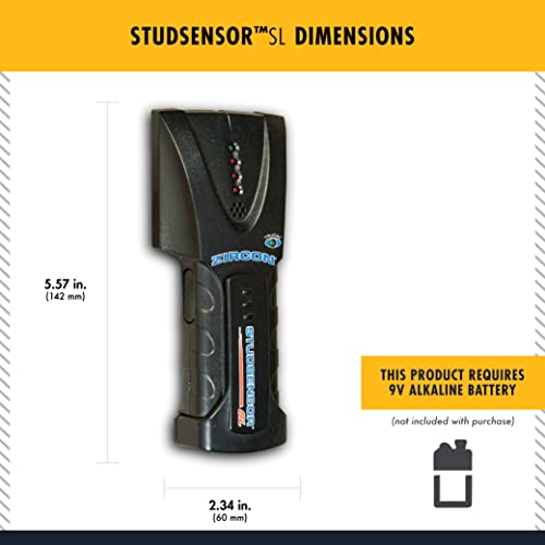 Zircon Stud Sensor SL, Metal And Wood Stud Finder, Edge Finding Wall Scanner, 3/4-Inch Depth With SpotLite Pointing System