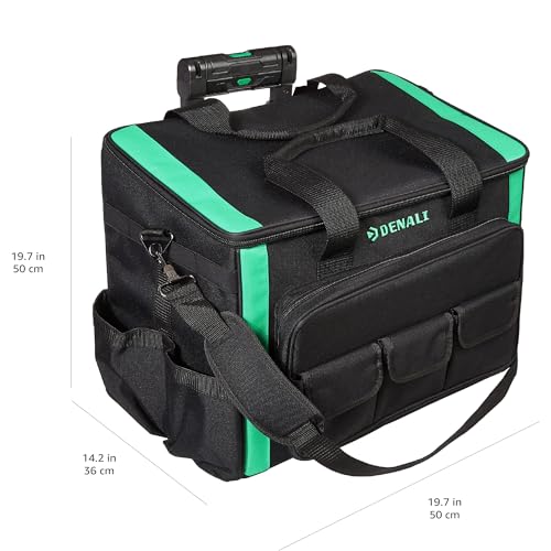 Amazon Basics Tool Storage Rolling Bag with LED Light, 20 Pockets, Adjustable Shoulder Strap, Black - size: Rolling Bag