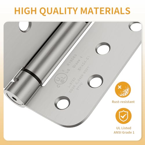 Luxbaro 3 Pack Self Closing Door Hinges, 4 Inch, Adjustable Tension - color: Brushed Nickel-5/8'', size: 4" 3 Pack
