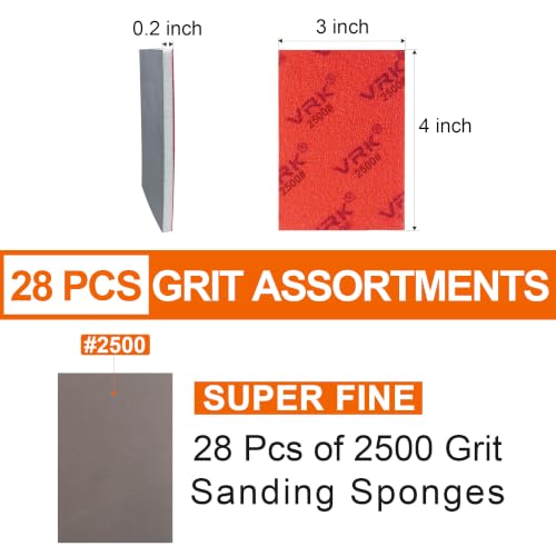 28 Pcs 2500 Grit Sanding Sponge Soft Foam Hand Sanding Blocks - style: 2500 Grit 28PCS