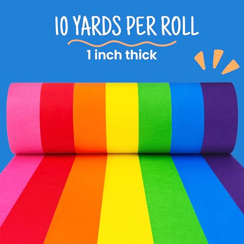 Craftzilla Rainbow Colored Masking & Painters Tape, 7 Rolls, 1in x 10 Yds - style: 7 Rolls