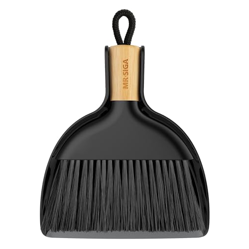 MR.SIGA Mini Dustpan and Brush Set, Bamboo Handle, Black, 1 Set - color: Black