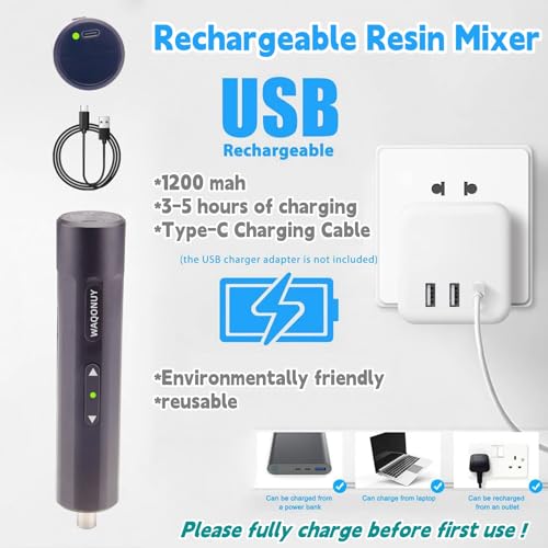 Rechargeable Epoxy Resin Mixer,USB Handheld Electric Resin Mixer for Mixing Epoxy Without Bubbles, Resin Stirrer for Tumblers Epoxy, Resin Molds, Glazes and Paint (Grey) (White) - color: BLACK