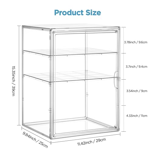 HBlife Baby Bottle Storage Organizer for Countertop Cabinet, 3 Tiers Adjustable Clear Acrylic Bottles Storage Station Case Box Container with 2 Removable Dividers and Magnetic Door, X-Large - size: X-Large, style: 3-Tier Single Door