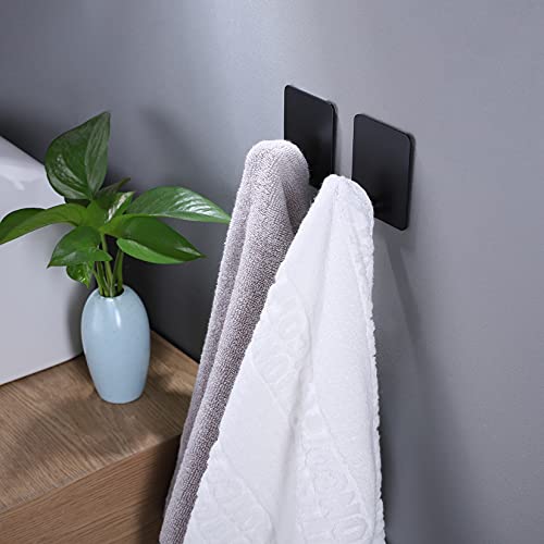 DELITON 8 Pack Adhesive Towel Hooks, Matte Black Wall Hooks for Bathroom - color: Black-8