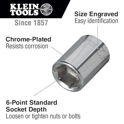 Klein Tools 65504 3/8-Inch Drive Socket Wrench Set, with 12-Point and 6-Point, and Spark Plug Sockets, 2 Extensions, Ratchet, Case, 12-Piece - size: 3/8-Inch, style: 12-Piece