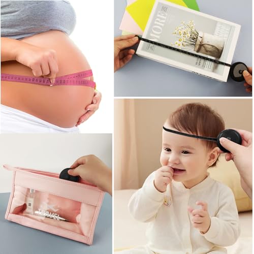 2 Pack Soft Tape Measure Retractable Measuring for Body Fabric Sewing Tailor Cloth Knitting Craft Weight Loss Measurements 60-Inch Soft Pink & Retractable Black Dual Sided Tape Measure Body Measuring