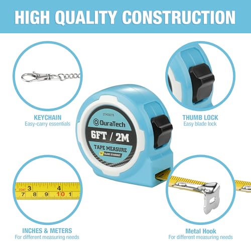 DURATECH Mini Tape Measure, 2 PCS 6FT Inch/Metric Small Tape Measure
