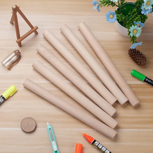 ONUPGO 6 PCS Dowel Rods Wood Sticks 1" X 12" Wooden Dowel Rods for Craft Round Natural Wood Crafts Unfinished Hardwood Sticks for Arts,DIY, Tiered Cake Support and Wedding Ribbon Wands - size: 1"x12"Dowels-6 PCS
