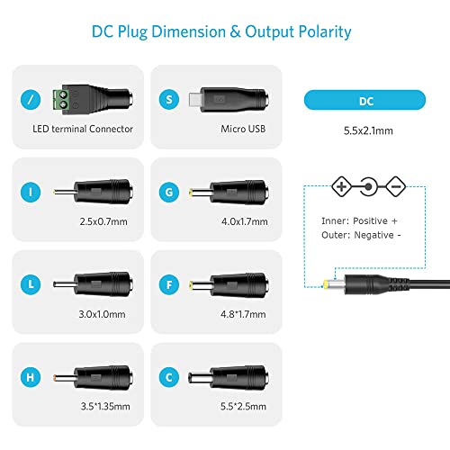 Belker 24W Universal 3V 4.5V 5V 6V 7.5V 9V 12V AC DC Adapter with 8 Tips