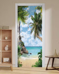 FLFK Door Mural Sticker - Beach,Peel and Stick,Combined Size 30.3"x78.7",Split into 2 Pieces - color: Mt579, size: 30.3"x78.7"