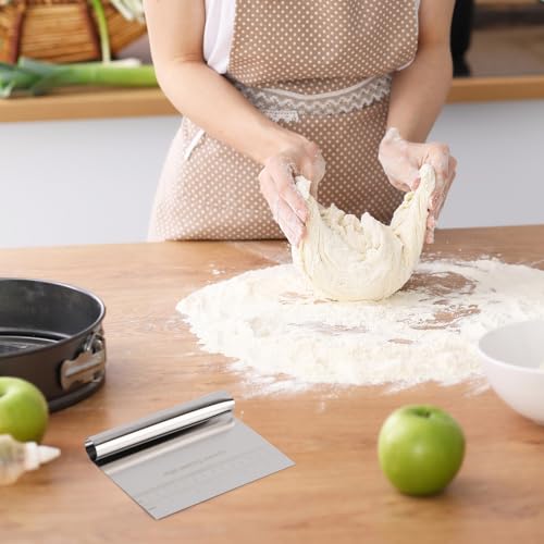6 Pcs Dough Scraper Bench Scraper, Stainless Steel Scraper/Chopper & Plastic Dough Cutter for Bread Cake Pastry Sourdough