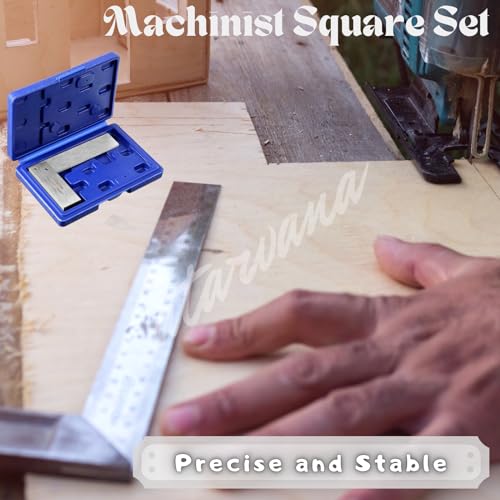 Machinist Square Set 2, 4, 6 Inch, Atarvana Mechanical Steel High Precision 90 Degree Square, Harden Carbon Steel Engineer Wide Base Square, L-Type Right Angle Ruler Tool for Woodworking - style: Set of 2, 4, 6 Inch
