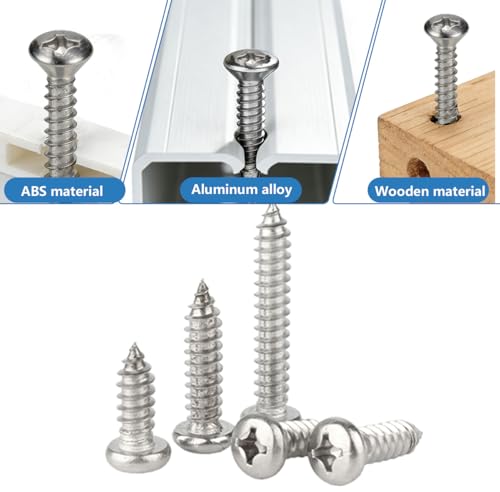 #4# 8#10 Stainless Steel Wood Screws Assortment Kit 175Pcs, Phillips Round Head, 18-8 (304) Stainless Steel, Assorted Sheet Metal Screws, Self Tapping, 4 Sizes (1/2", 3/4", 1", 1-1/2") - size: #4 #8 #10 Kit