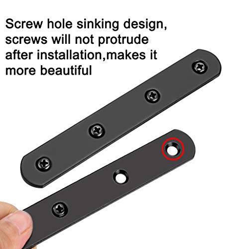 Sumnacon 8 Pcs Stainless Steel Flat Plates - 5 Inch Heavy Duty Mending Plate Straight Corner Brace Brackets Connector Furniture Repair Fixing Joint with Screws, Black - size: 5 Inch Black