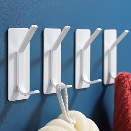 YIGII Towel Hooks/Adhesive Hooks - Heavy Duty Wall Hooks Stainless Steel Robe/Coat Towel Hooks for Bathroom and Bedroom, White 4-Packs - color: White
