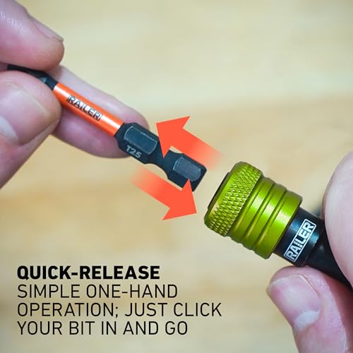 Railer 5pc Green Keychain Bit Holder, 1/4 Inch Hex Shank Quick Change - color: Green